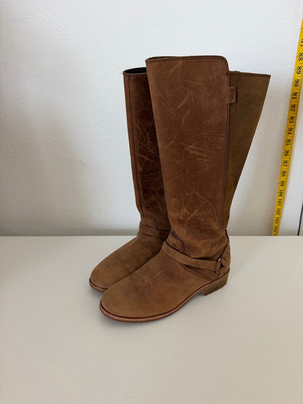 Teva Women’s De La Vina Dose Tall Waterproof Leather Brown Knee High Boots 7.5